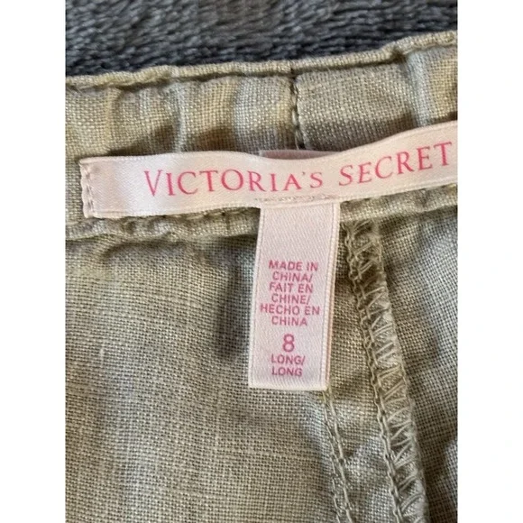 Victoria Secret Women's Beige  Flax/ Lino Wide Leg Pants Size 8 Adjustable Waist - Picture 3 of 9